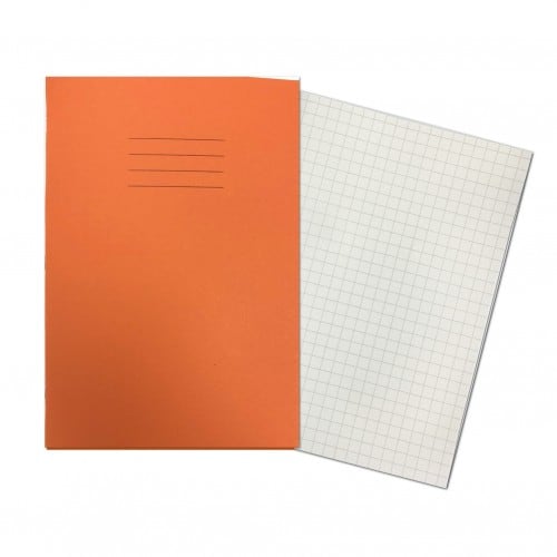 Exercise Books A4 80 Page 10mm Squared Orange - Pk50
