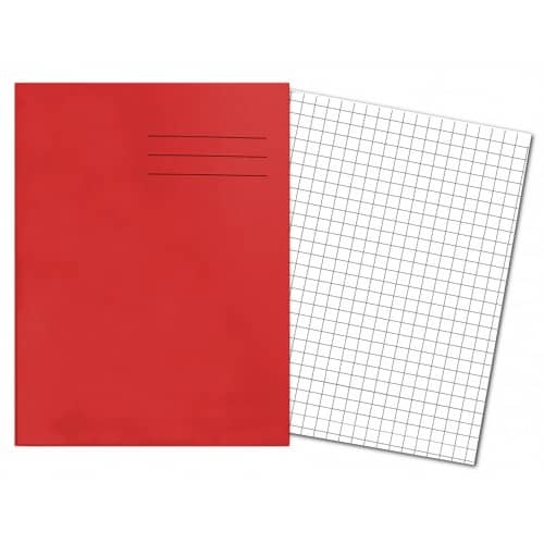 Exercise Books 9x7" 80 Page 5mm Squares Red - Pk100
