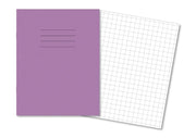 Exercise Books 9x7" 80 Page 10mm Squares Purple - Pk100
