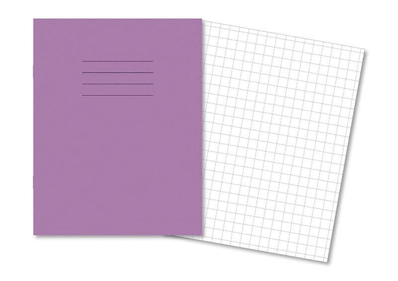 Exercise Books 9x7" 80 Page 10mm Squares Purple - Pk100