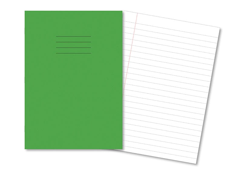Exercise Books A4 64 Page 12mm Ruled & Margin Light Green - Pk50