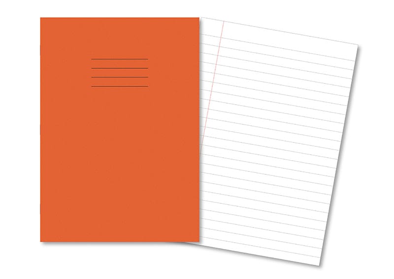 Exercise Books A4 64 Page 12mm Ruled & Margin Orange - Pk50