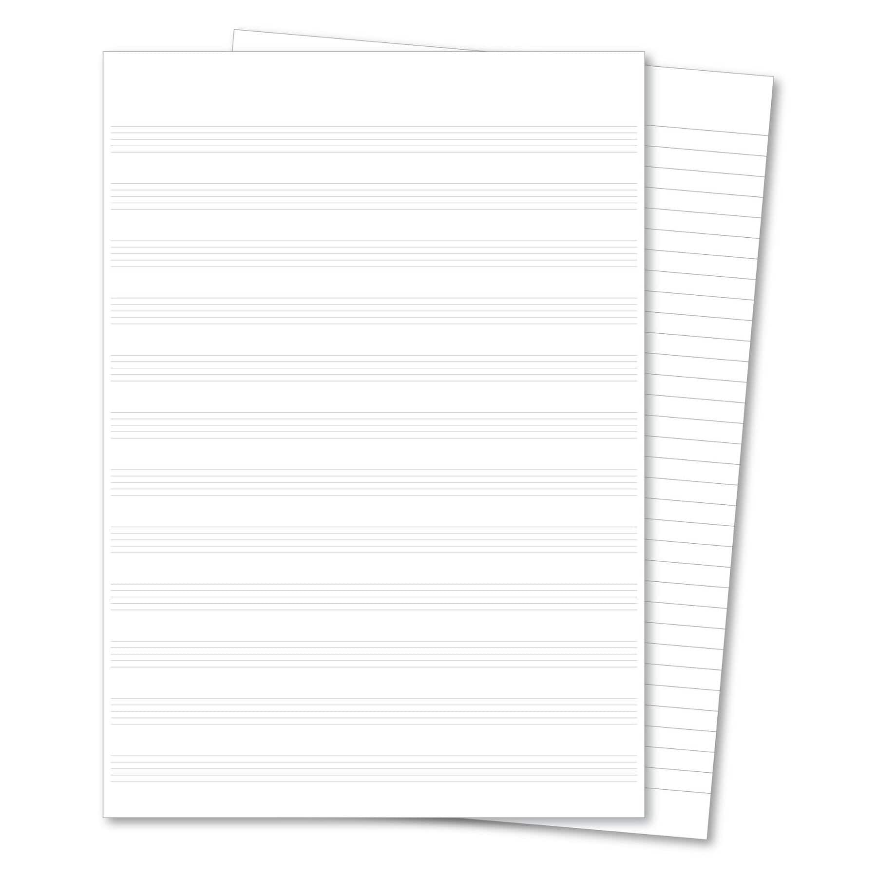Classic Overprinted Exercise Book A4 48 Pages Music Staves / 8mm Ruled Alternate - Dark Blue 100 Pack