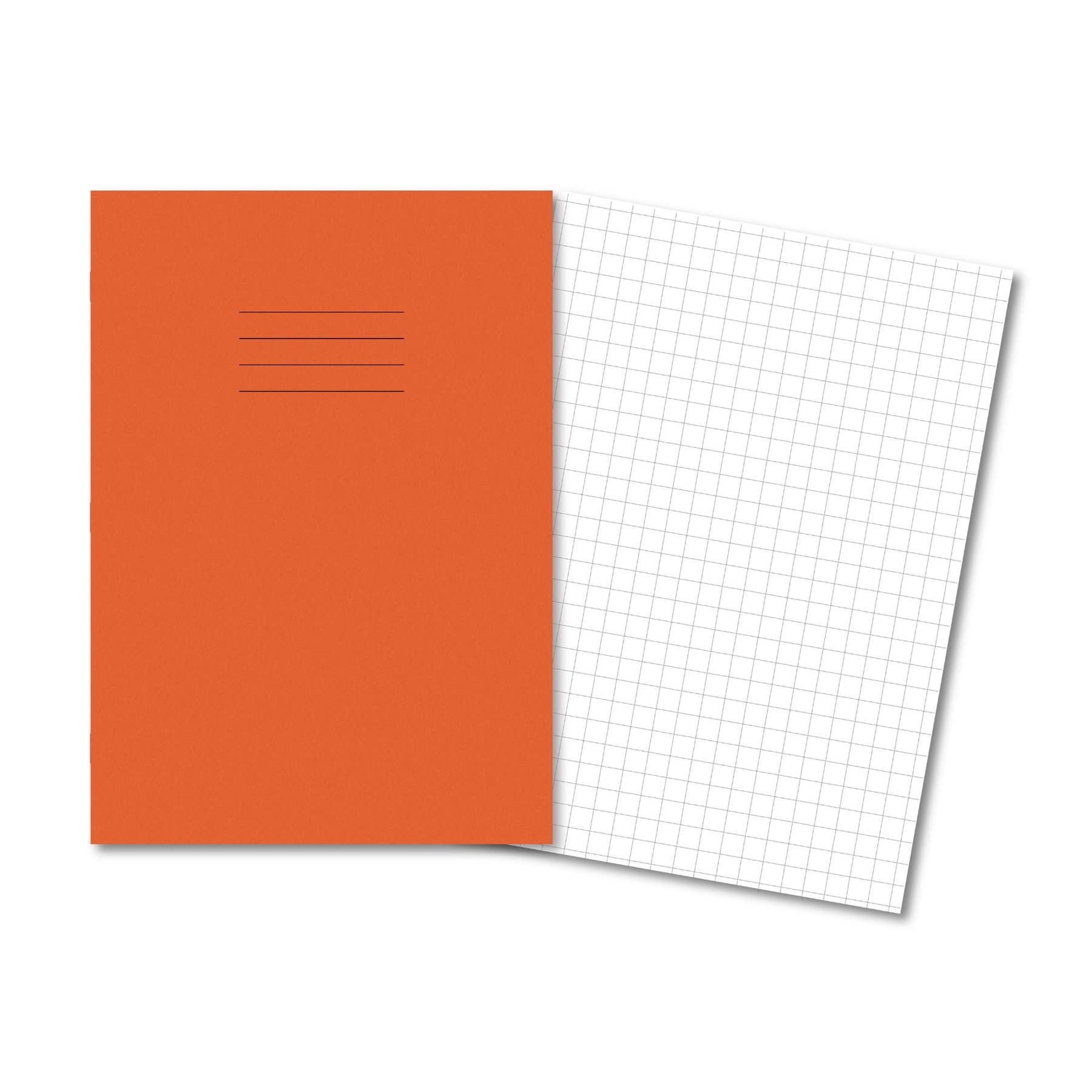 Exercise Books 9x7" 80 Page 5mm Squares Orange - Pk100