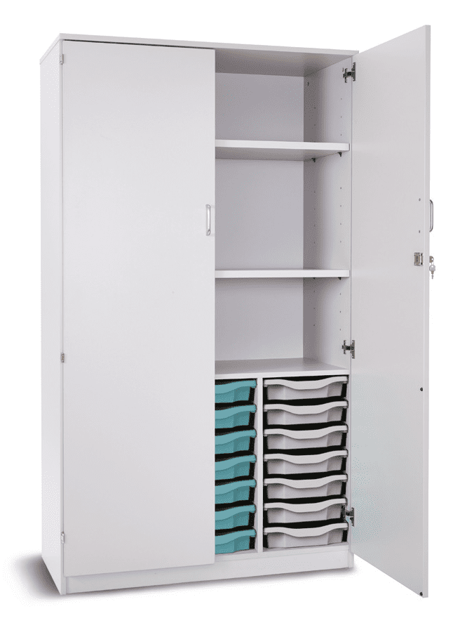 Premium 21 Shallow Tray Storage Cupboard With 2 Adjustable Shelves