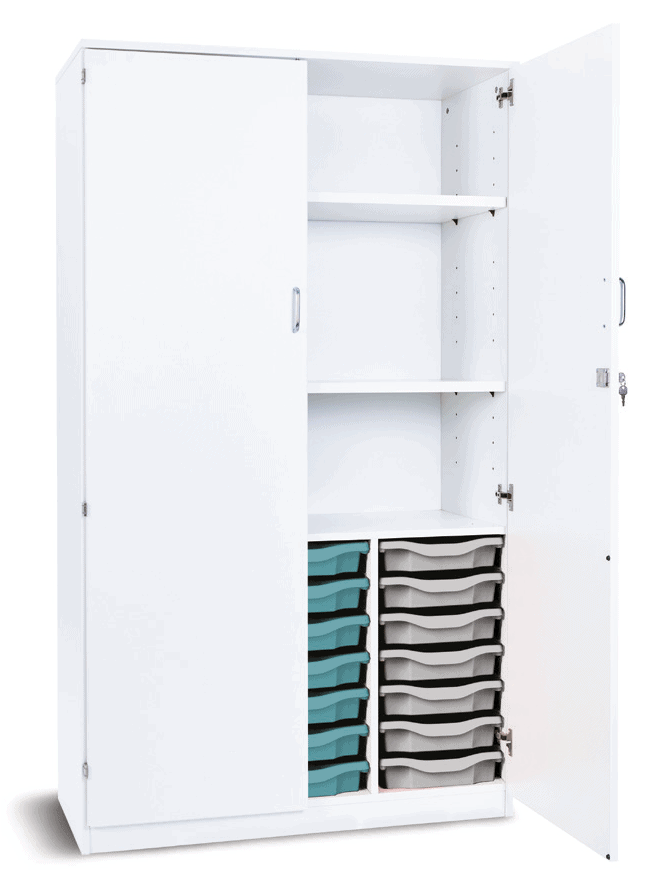 Premium 21 Shallow Tray Storage Cupboard With 2 Adjustable Shelves