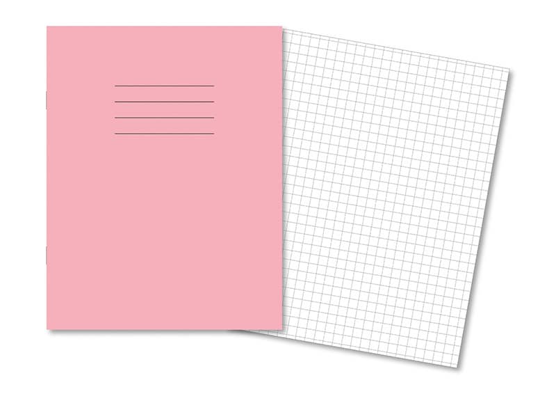 Classic Exercise Books 9x7" 80 Page 7mm Squares Pink - Pk100