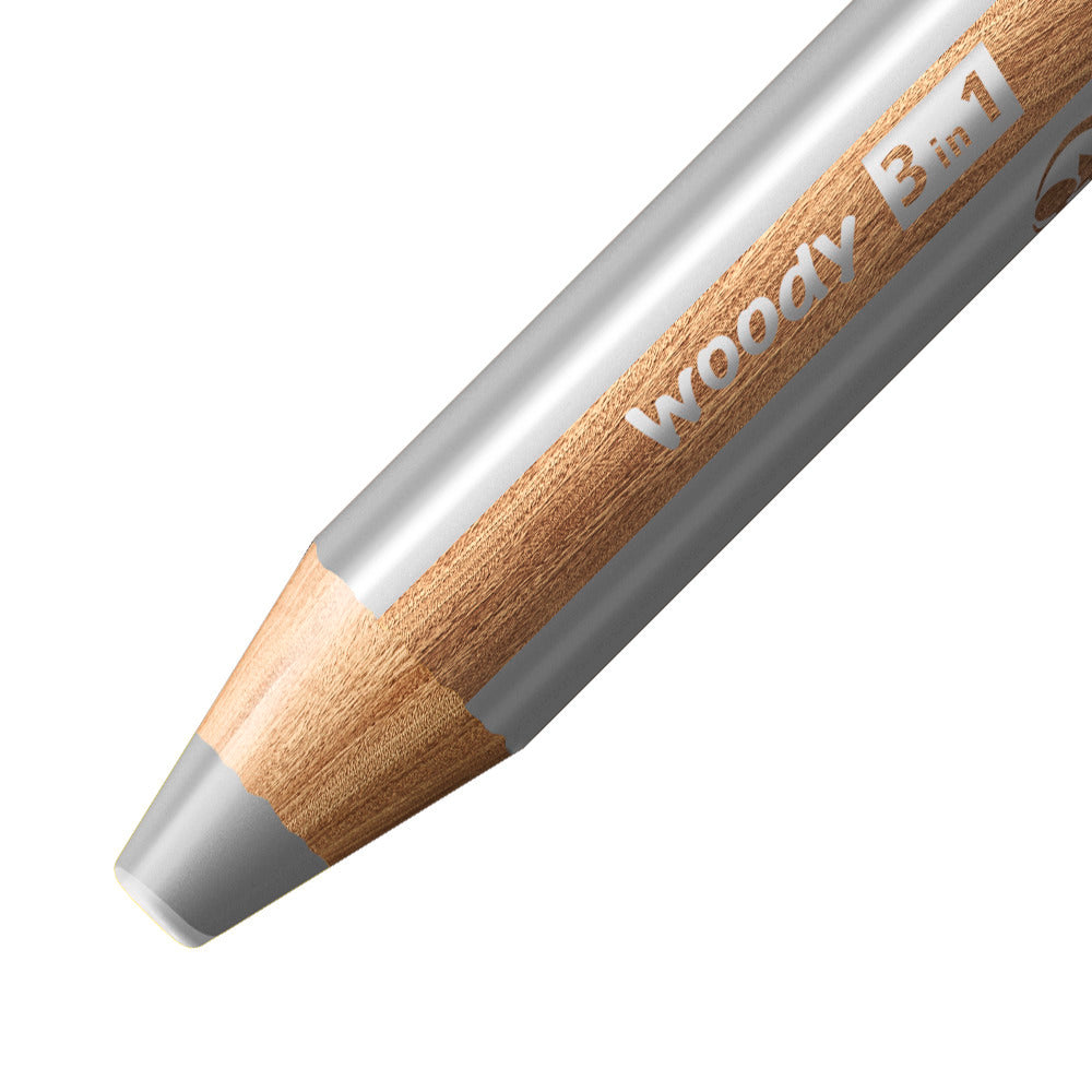 STABILO Woody 3-in-1 Multi-Use Colour Pencils + Sharpener + Brush - Assorted Colours - Pk18