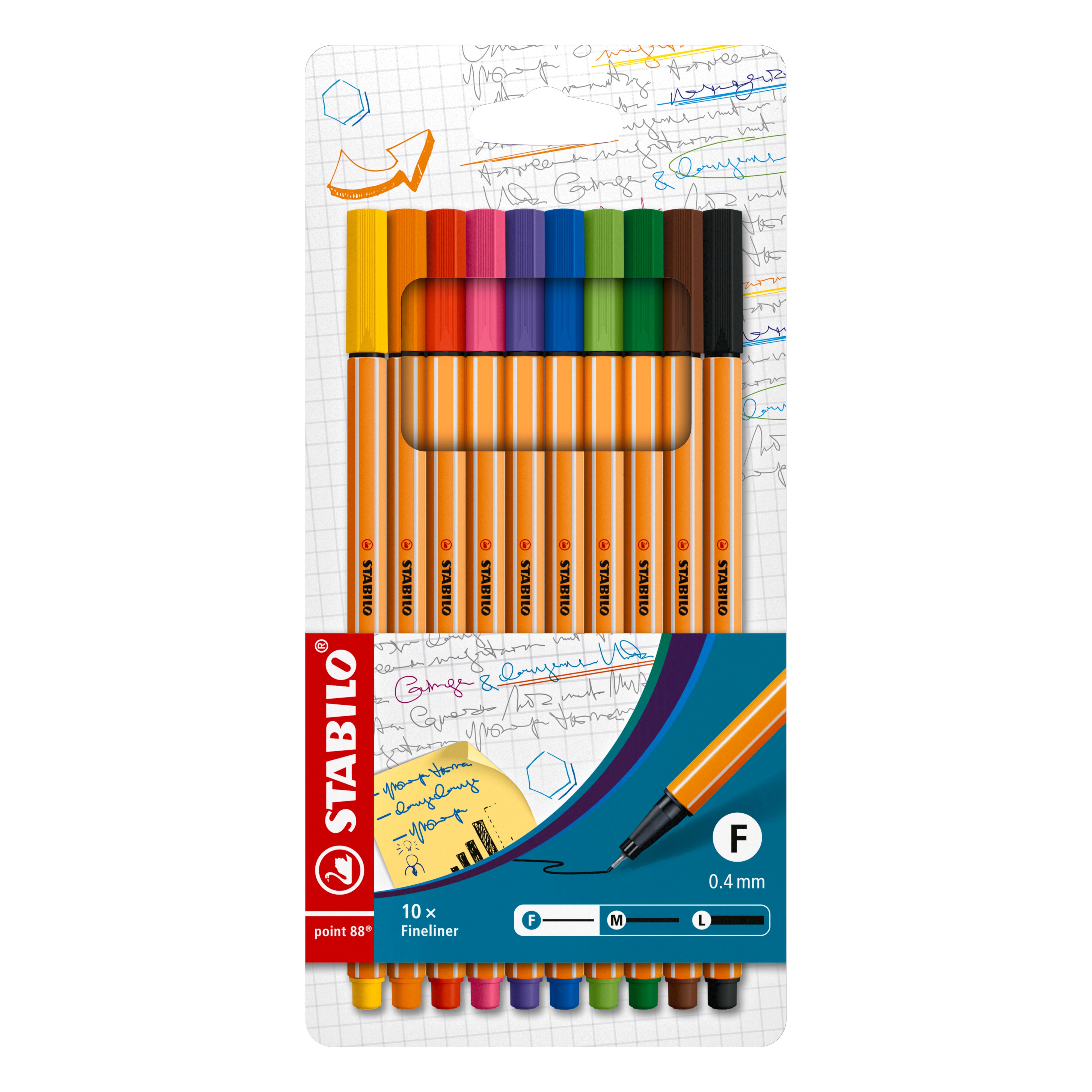 STABILO Point 88 Fineliner Pens - Pk10