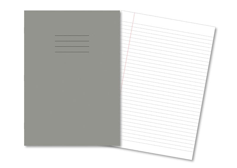 Classic Exercise Books A4 80 Page 8mm Ruled & Margin Grey - Pk50