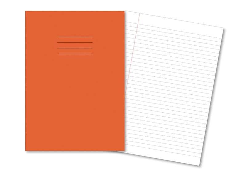 Exercise Books A4 48 Page 8mm Ruled & Margin Orange - Pk100