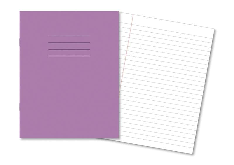 Exercise Books 9x7" 80 Page 8mm Ruled & Margin Purple - Pk100