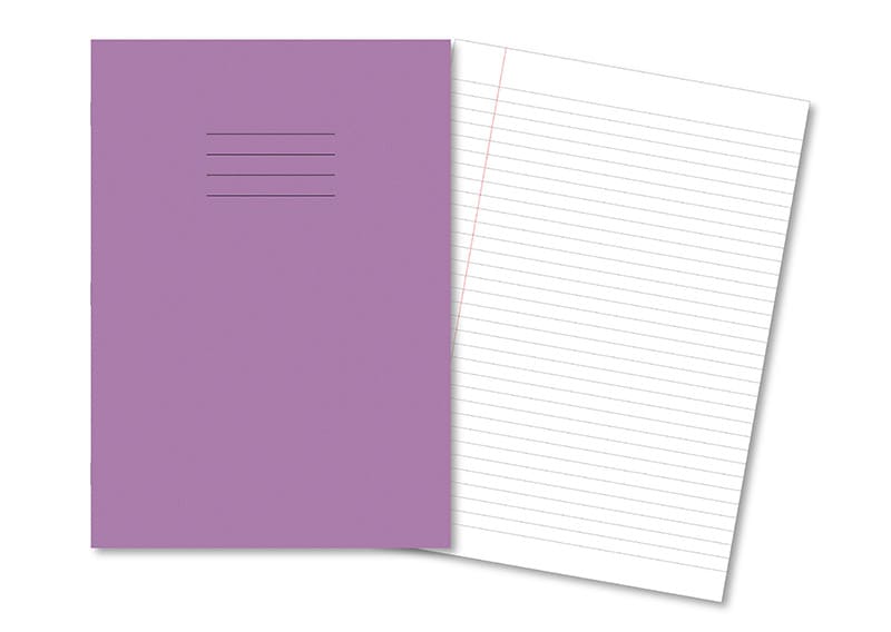Exercise Books A4 80 Page 8mm Ruled & Margin Purple - Pk50