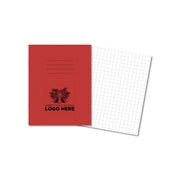 Classic Overprinted Exercise Books 9x7" 48 pages10mm Squares Red - Pk100