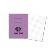Classic Overprinted Exercise Books 9x7" 80 pages 10mm Squares Purple - Pk100