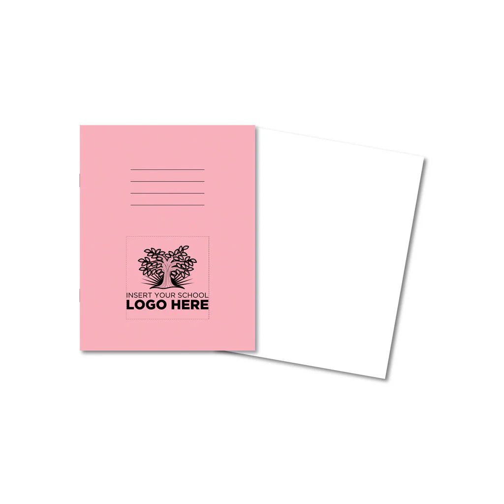 Classic Overprinted Exercise Books 9x7" 80 pages Blank Pink - Pk100