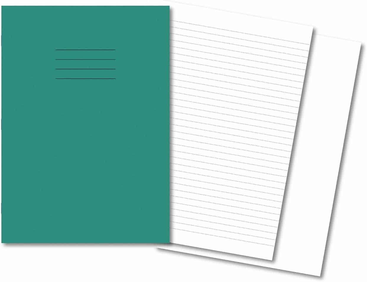 Exercise Books A4 80 Page 8mm Ruled & Margin Dark Green - Pk50