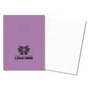 Classic Overprinted Exercise Books A4+ 48 Pages 8mm Ruled & Margin Purple - Pk45
