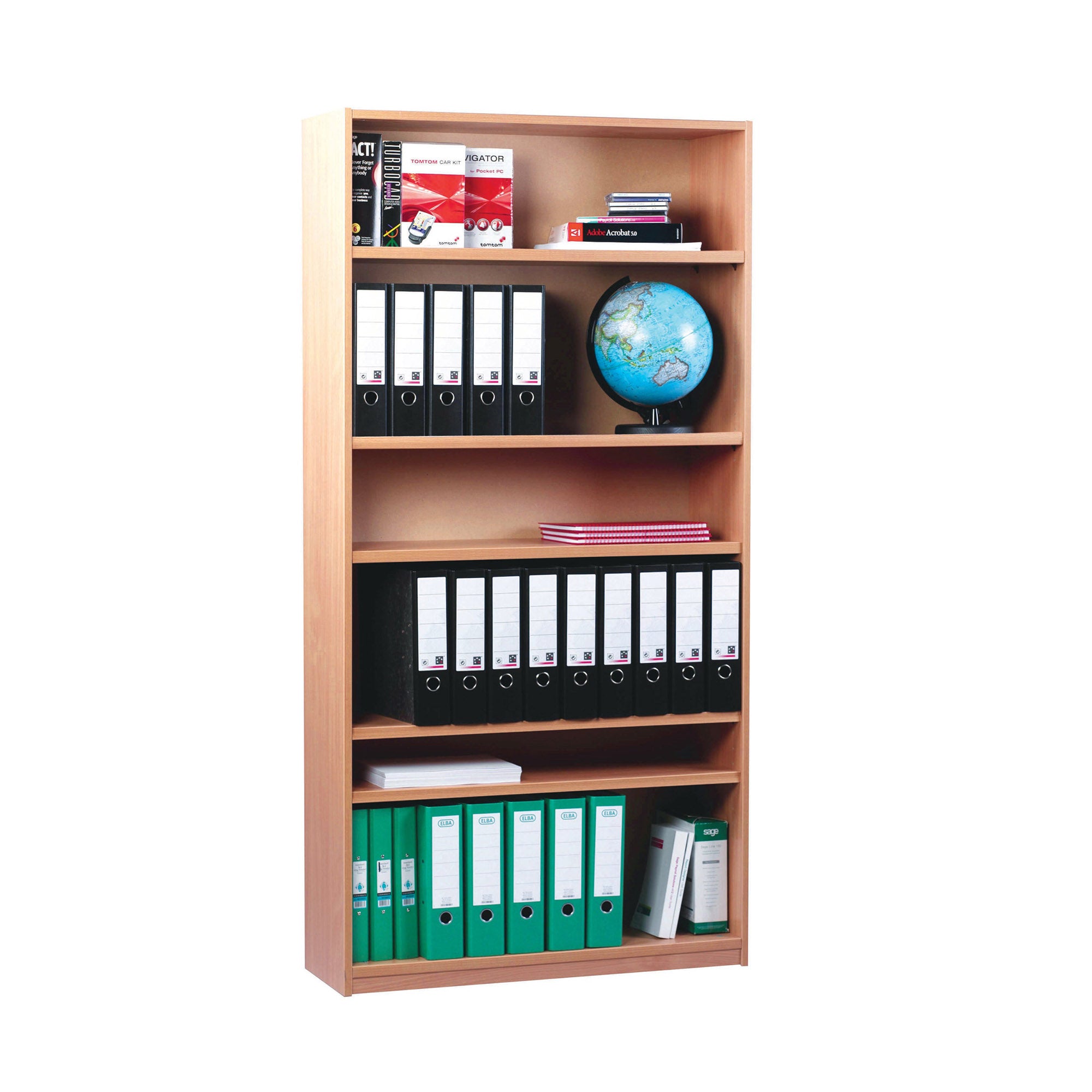 Bookcase With 1 Fixed & 4 Adjustable Shelves - H1800mm