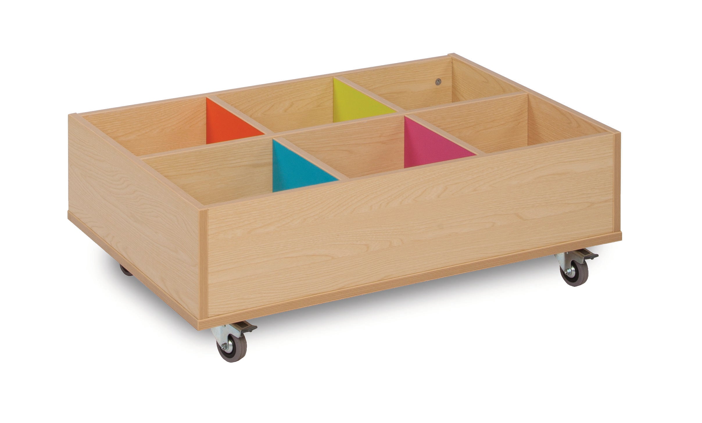 Maple Range 6 Bay Kinderbox with Coloured Panels with Wheels