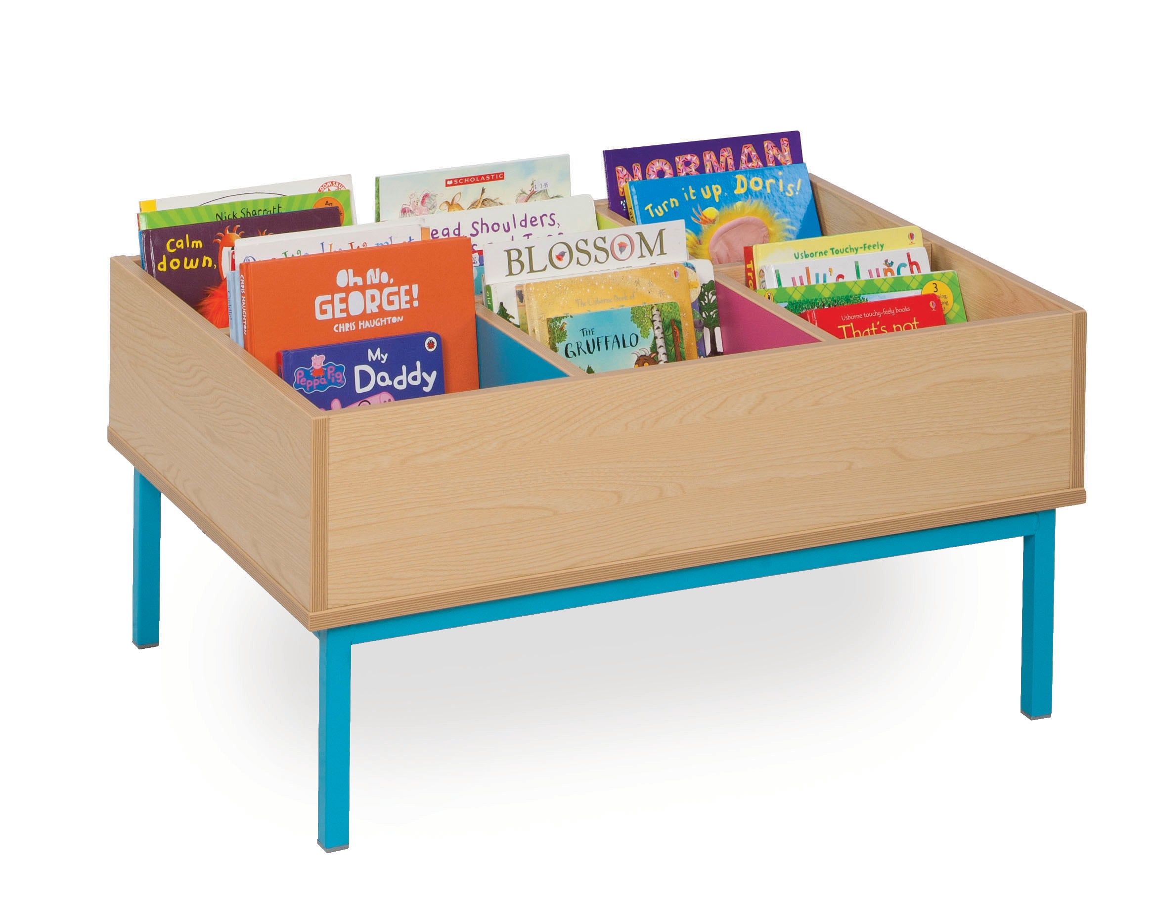 Maple Range 6 Bay Kinderbox with Coloured Panels with Legs