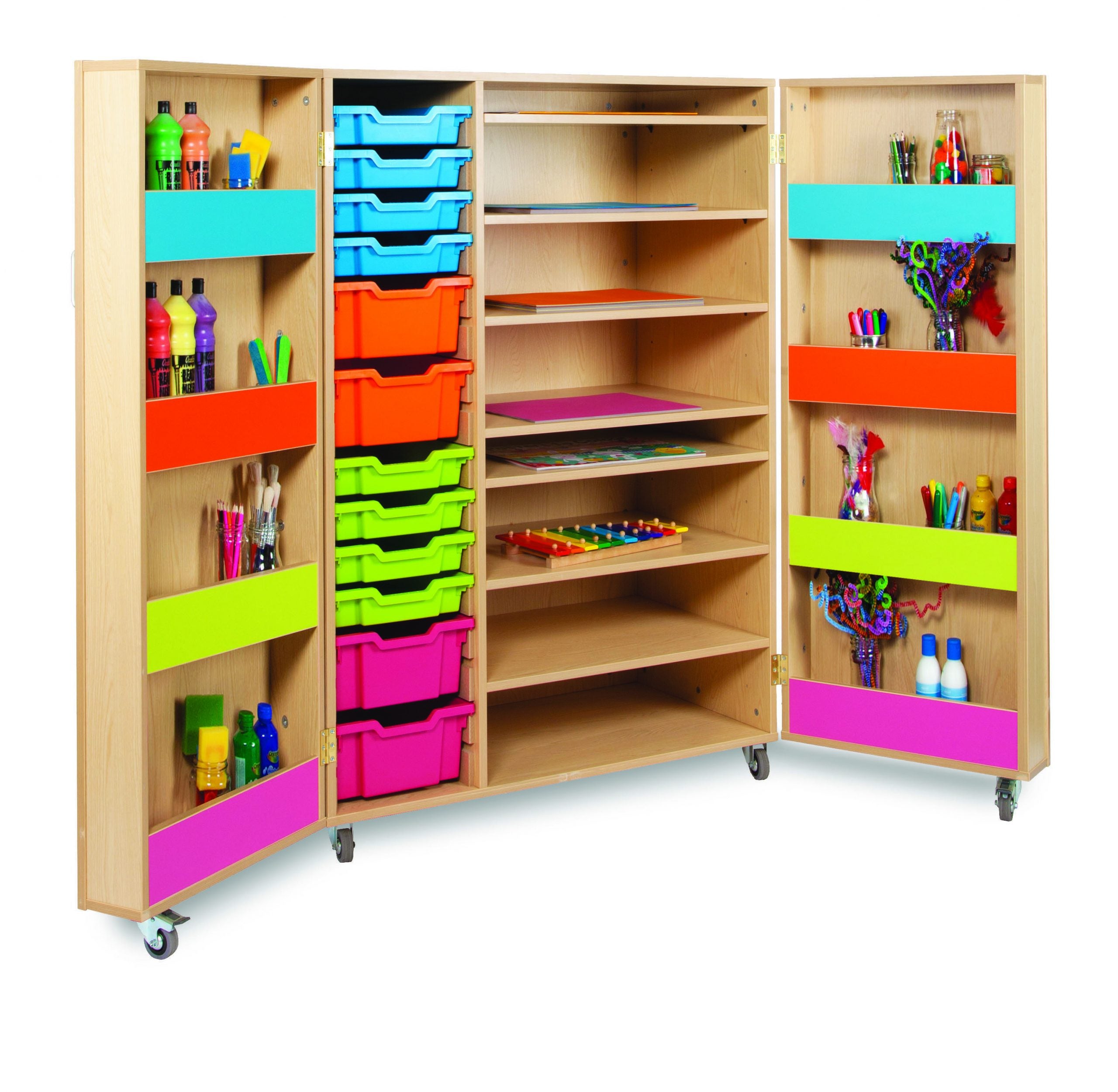 Maple Range Art Cupboard With 16 Trays & 7 Shelves