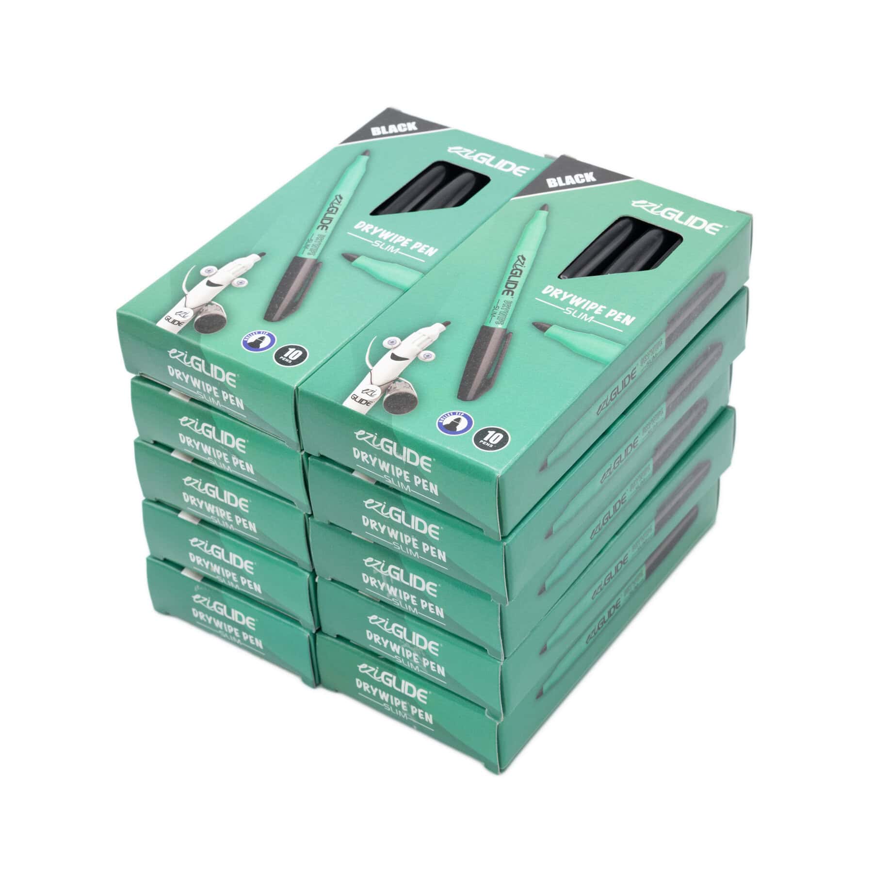 EziGlide Fine Tip Whiteboard Drywipe Marker Pens - Black