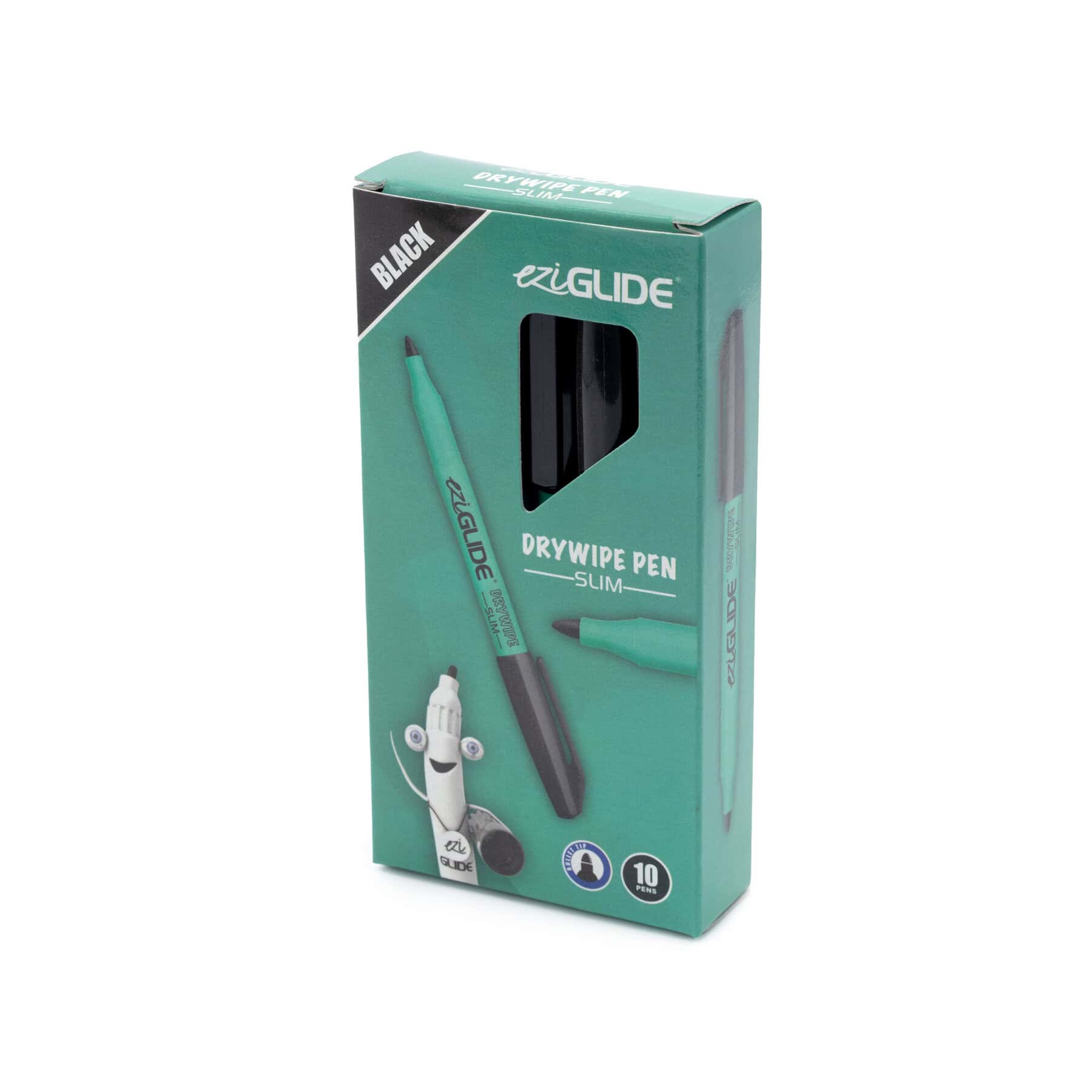 EziGlide Fine Tip Whiteboard Drywipe Marker Pens - Black