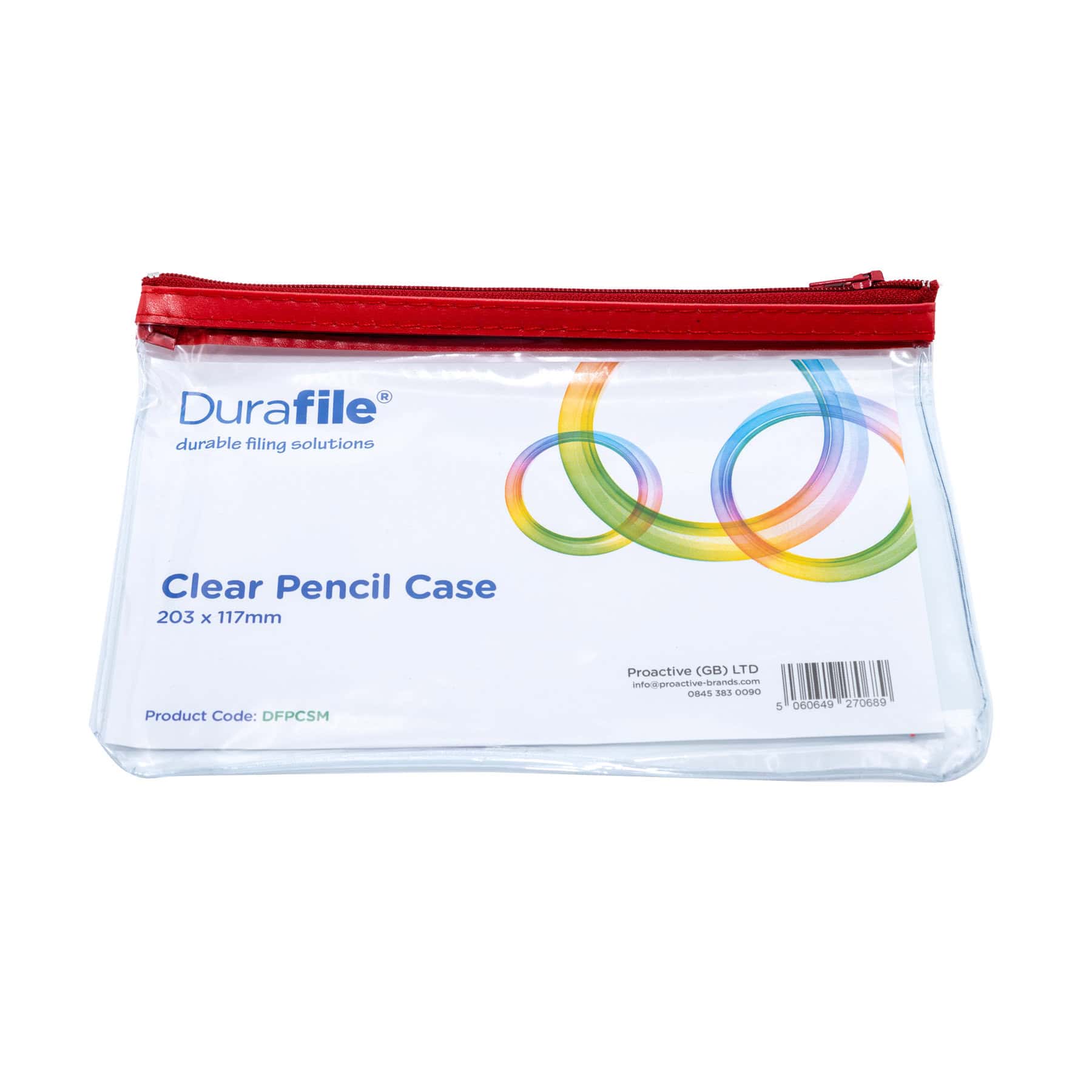Clear Pencil Cases 203x117mm - Pk12