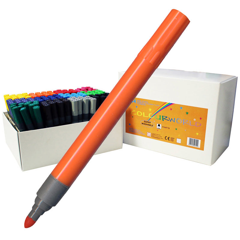 Colourworld Essentials Jumbo Felt Tip Pens Assorted - Pk144