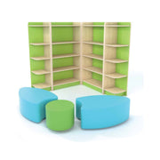 Creative Libary Corner Bookcase & Seat Set
