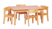 Small Rectangle Table with 4 Beech Stacking Chairs