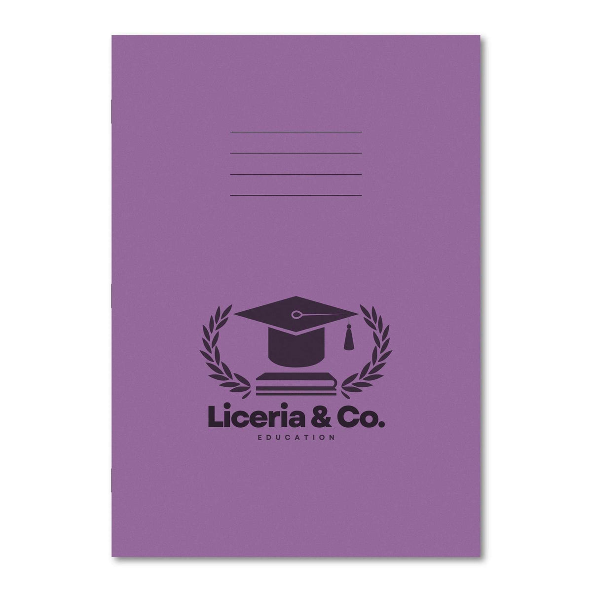 Classic Overprinted Exercise Books A4 64 Pages 15mm Ruled & Margin Purple - Pk50