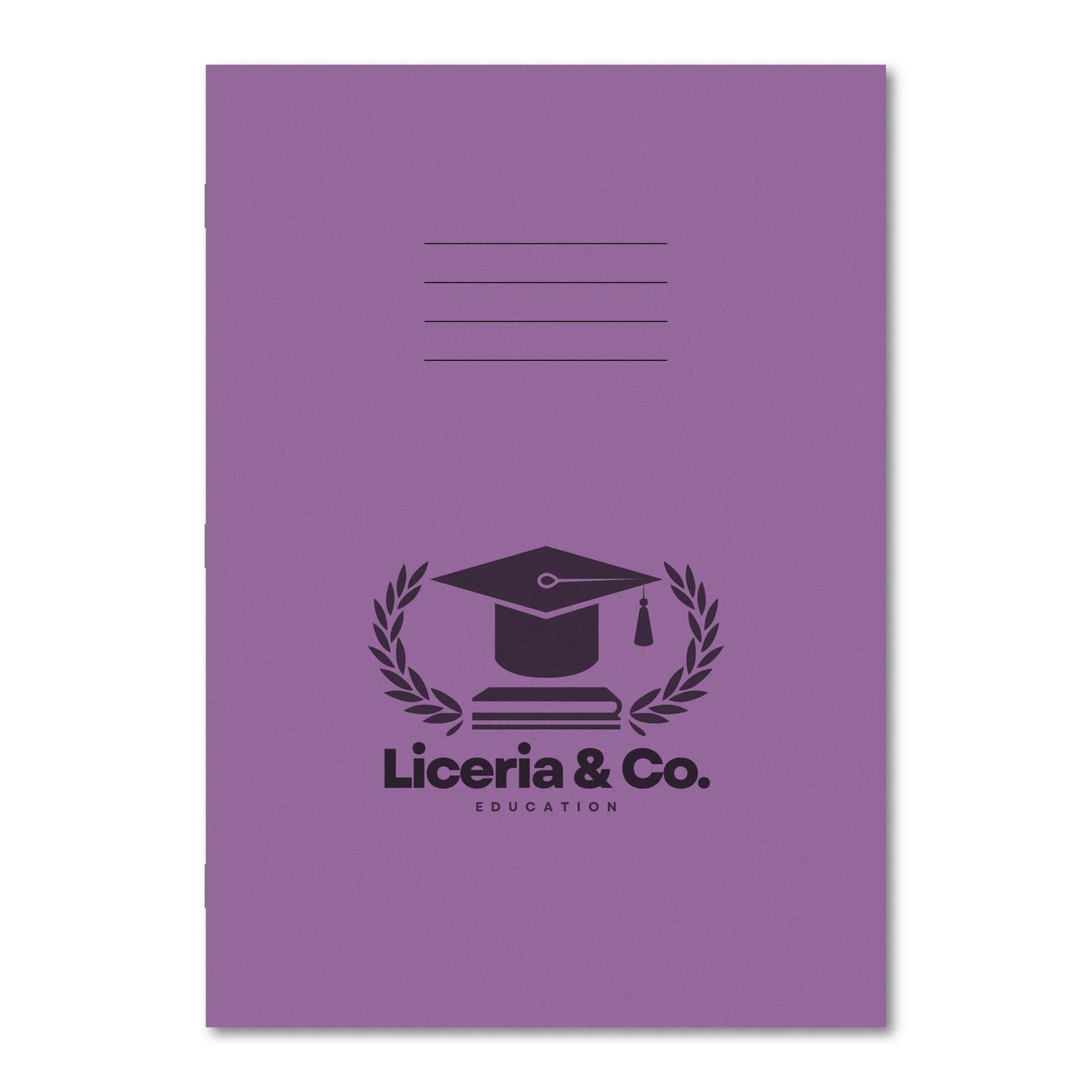 Classic Overprinted Exercise Books A4 48 Pages 8mm Ruled & Margin Purple - Pk100