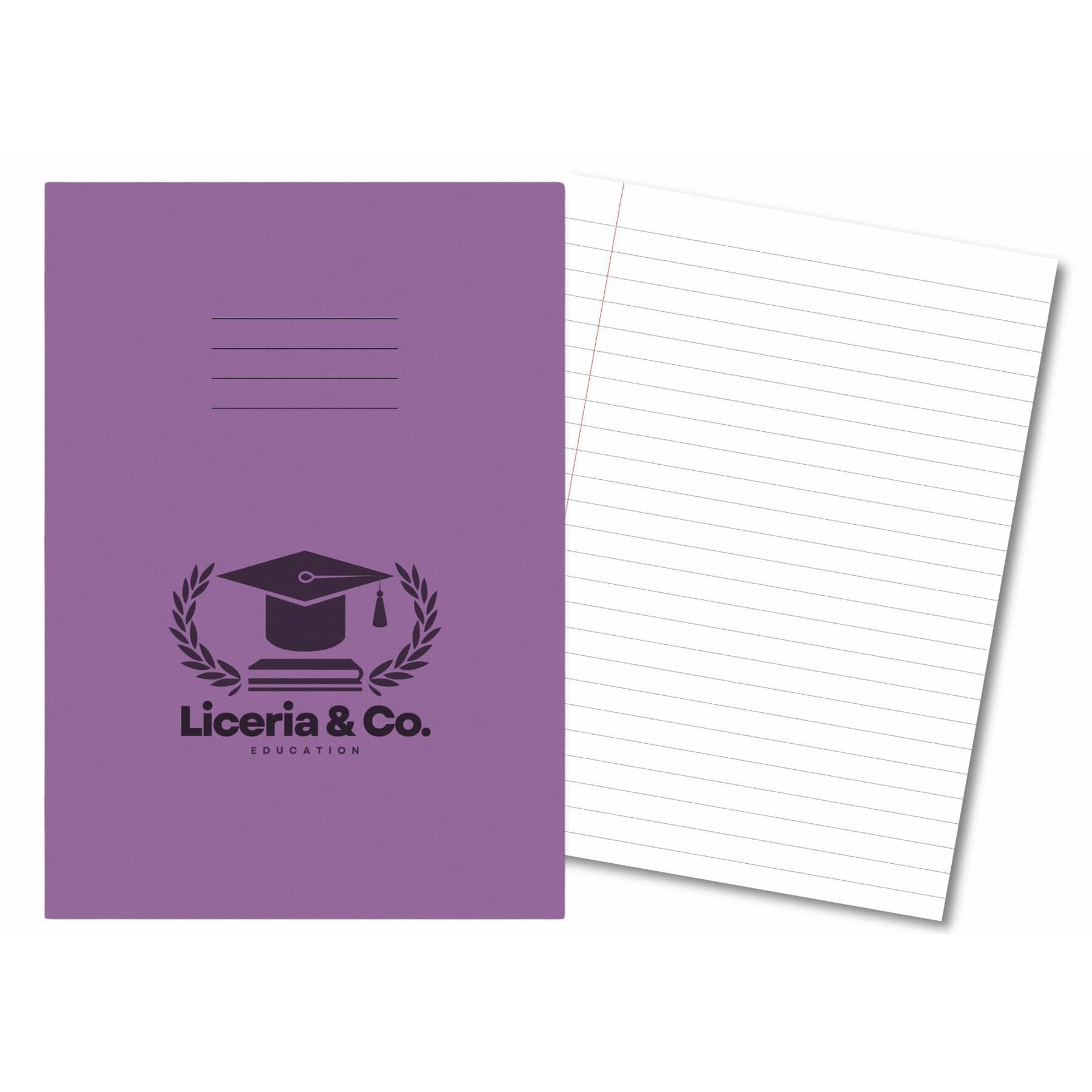 Classic Overprinted Exercise Books A4 80 Pages 8mm Ruled & Margin Purple - Pk50