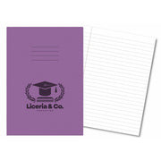 Classic Overprinted Exercise Books A4 64 Pages 15mm Ruled & Margin Purple - Pk50
