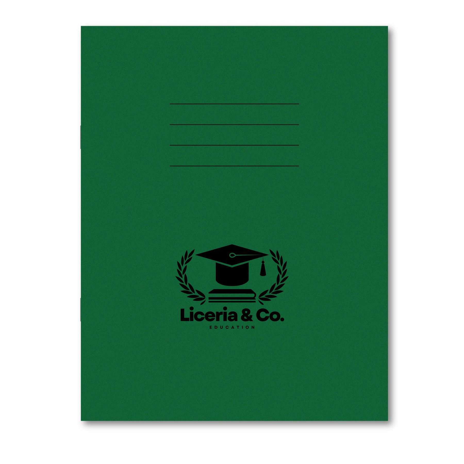 Classic Overprinted Exercise Books A4 80 Pages 8mm Ruled / Alternate Blank Dark Green - Pk50