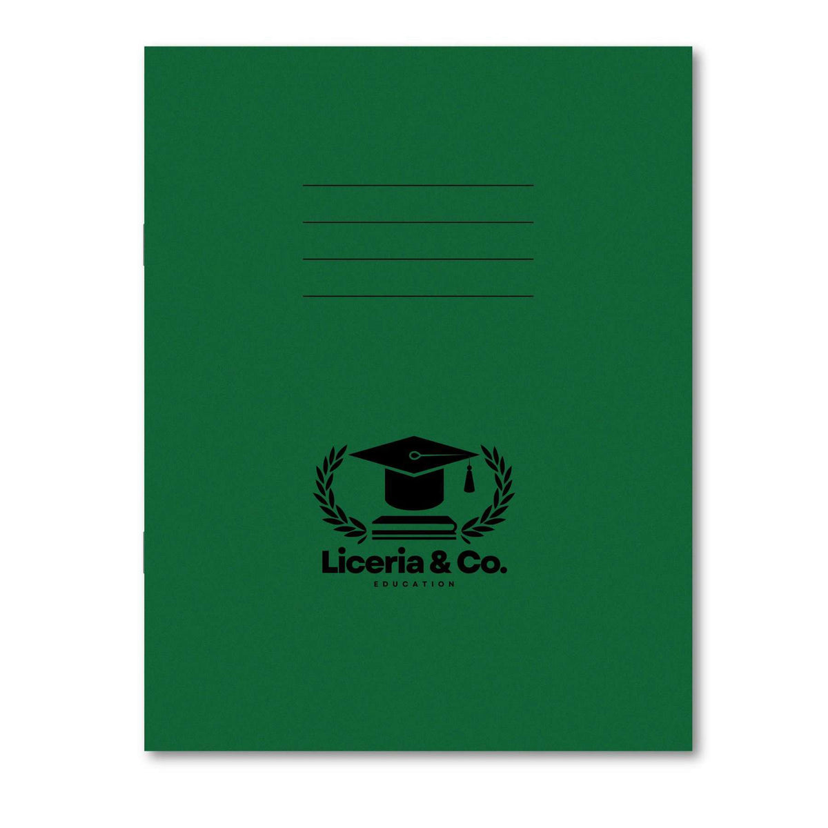 Classic Overprinted Exercise Books A4 48 Pages 8mm Ruled & Margin Dark Green - Pk100