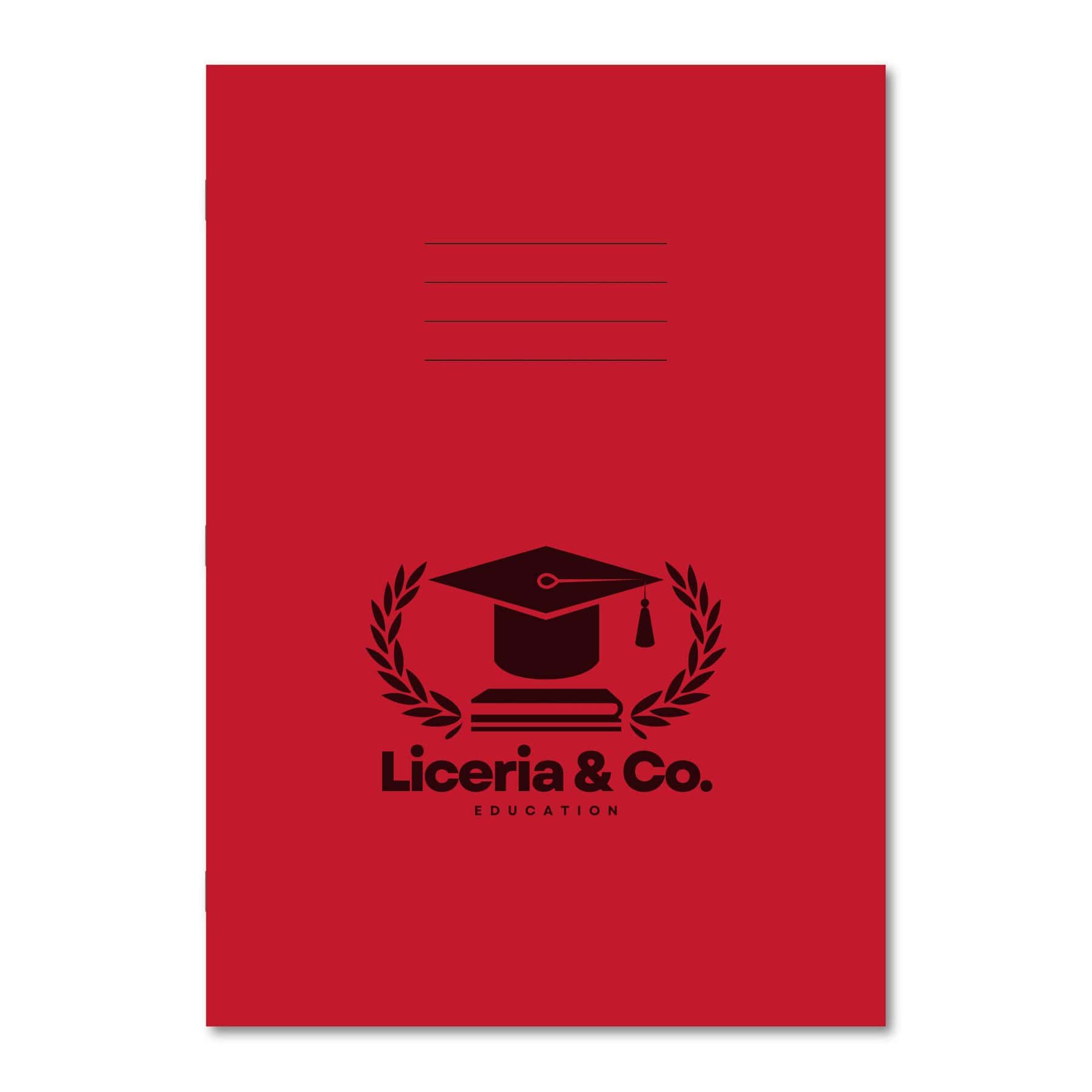 Classic Overprinted Exercise Books A4 48 Pages 8mm Ruled & Margin Red - Pk100