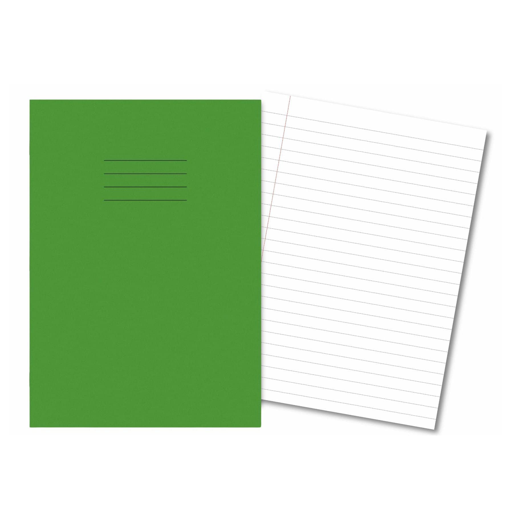 Exercise Books A4+ 80 Pages 15mm Ruled & Margin Light Green - Pk45