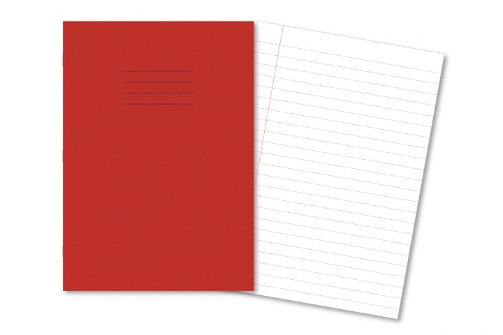 Exercise Books A4 64 Page 15mm Ruled & Margin Red - Pk50