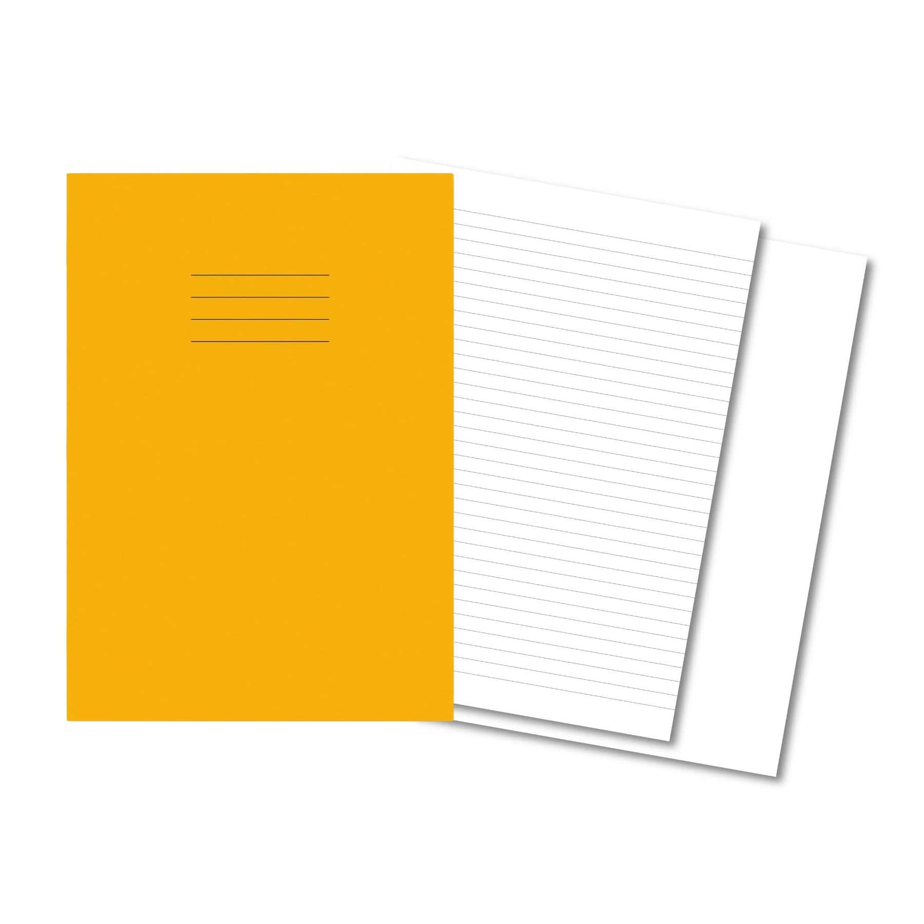 Exercise Books A4 64 Page 8mm Ruled / Alternate Blank Yellow - Pk50