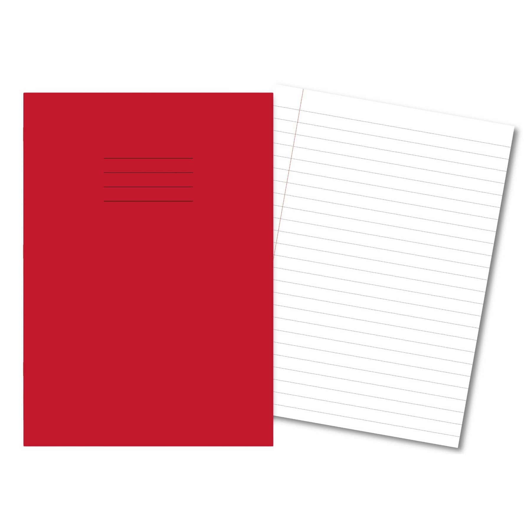 Exercise Books A4+ 80 Pages 15mm Ruled & Margin Red - Pk45