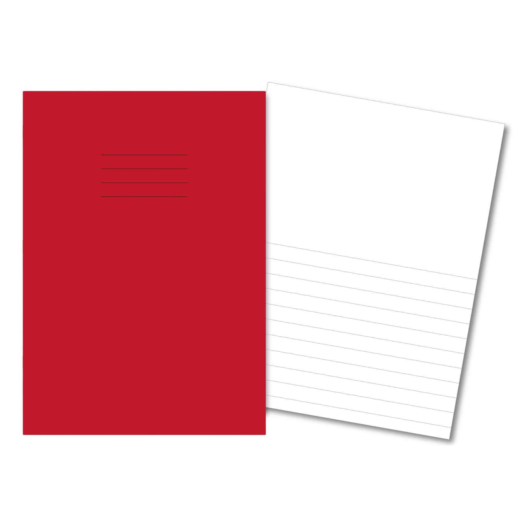 Exercise Books A4+ 80 Pages Top Blank/Bottom15mm Ruled Red - Pk45