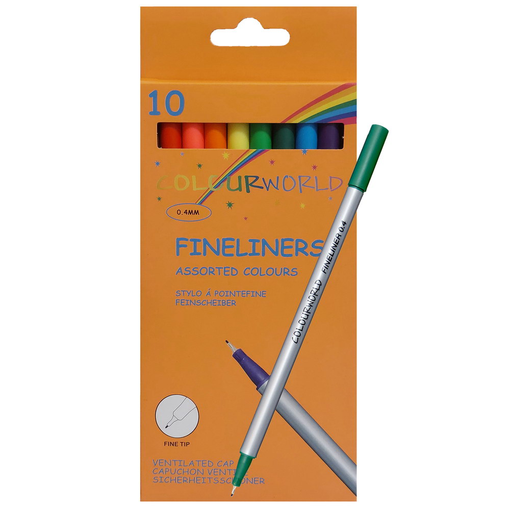 Colourworld Essentials Fineliner Assorted Colours - Pk10