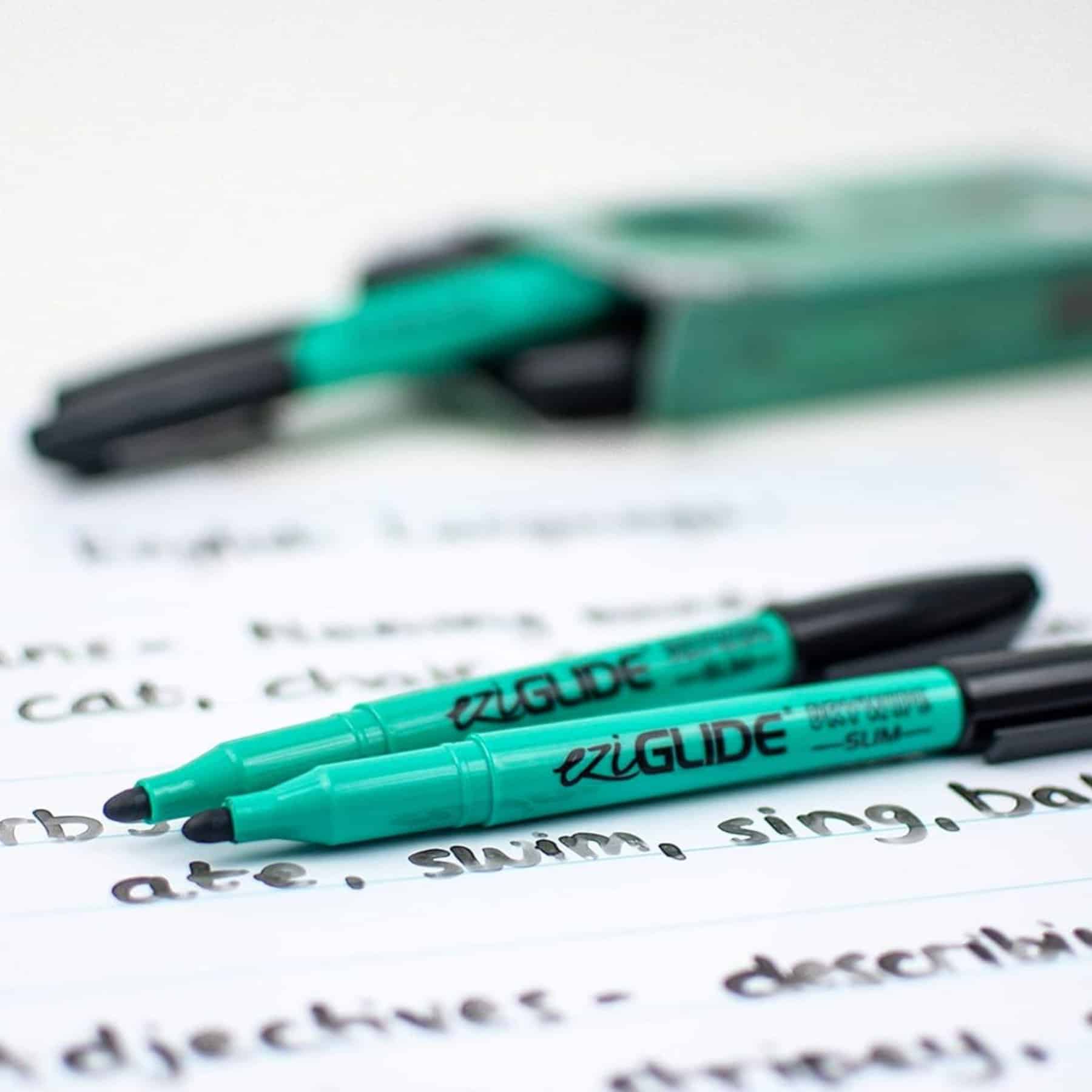 EziGlide Fine Tip Whiteboard Drywipe Marker Pens - Black