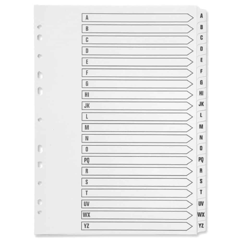 White Board Tabbed Indexes