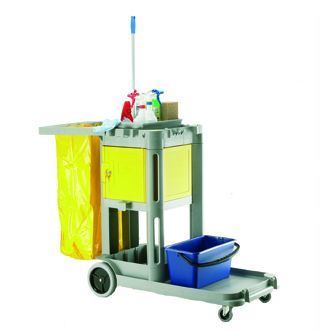 Cleaning Trolley with Lockable Chemical Cabinet