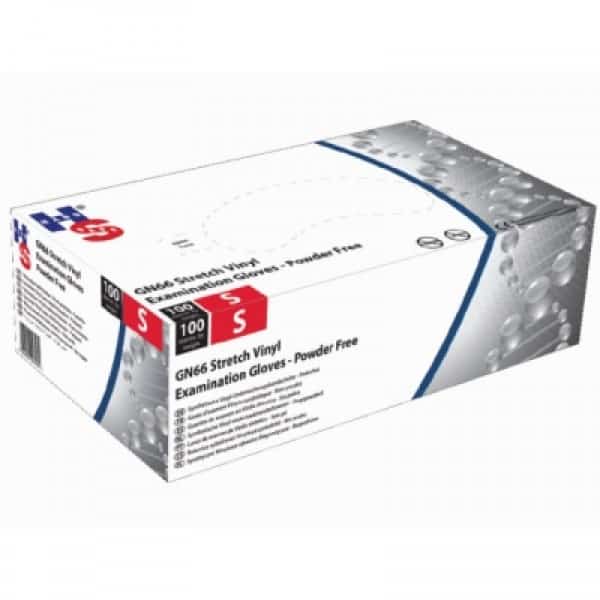 Stretch Vinyl Powder Free Disposable Gloves Pk100
