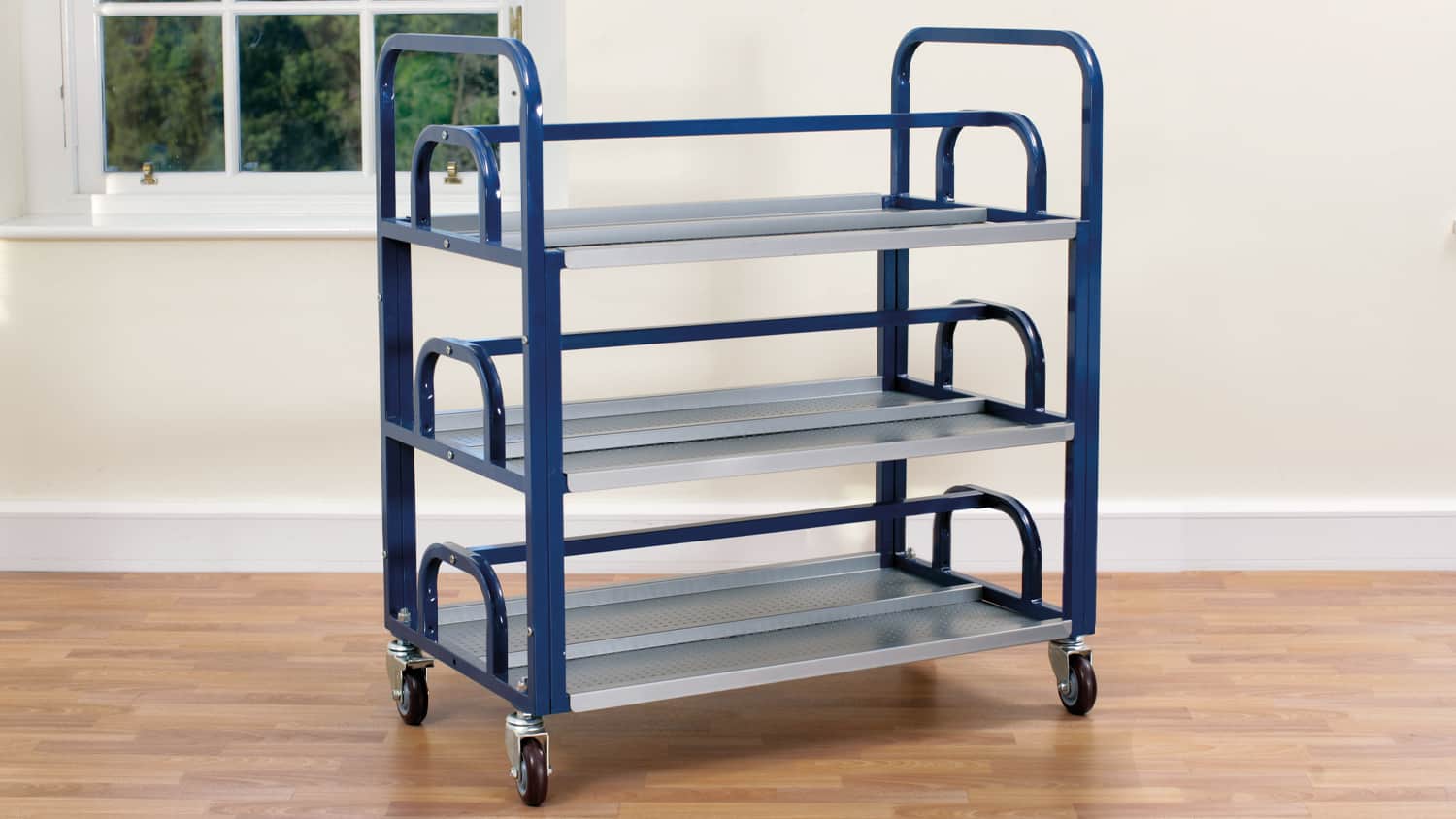Double Sided Steel Frame Mobile Lunchbox Trolley